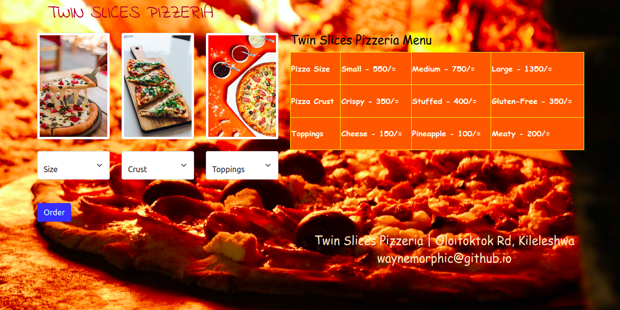 pizza shop website
